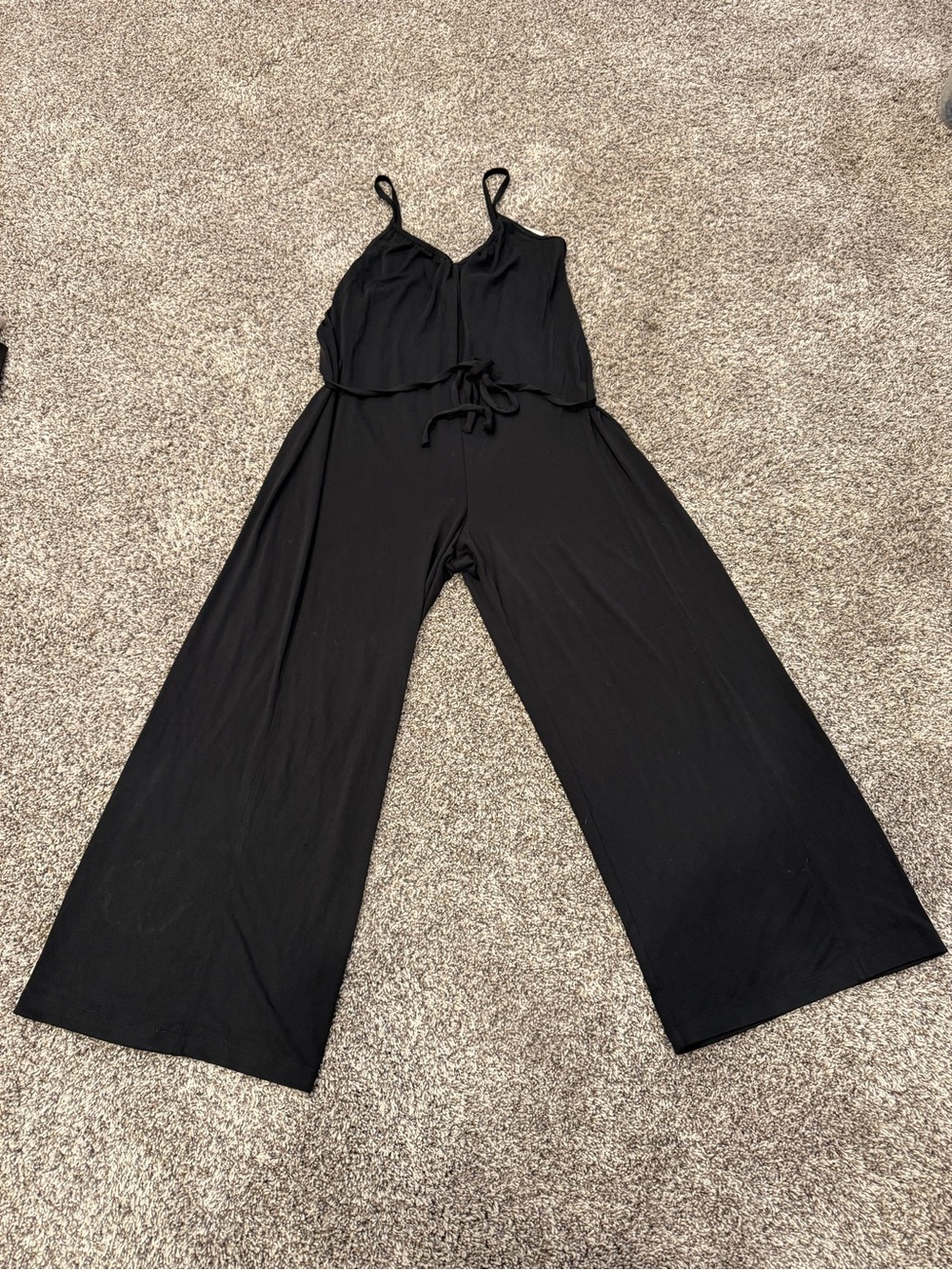 CALIA Sandwash Jumpsuit Womens Small Black Wide Leg NWT $98 Tie Waist